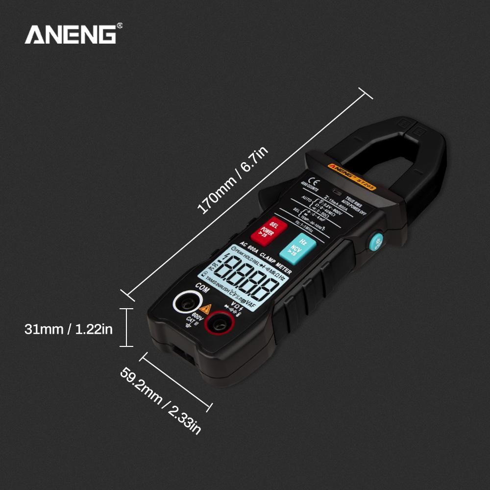 ANENG ST205 4000 Counts Full Intelligent Automatic Range True RMS Digital Multimeter Clamp Meter AC/DC Voltage NCV Resistance Auto Range Flashlight with Temperature Measurement
