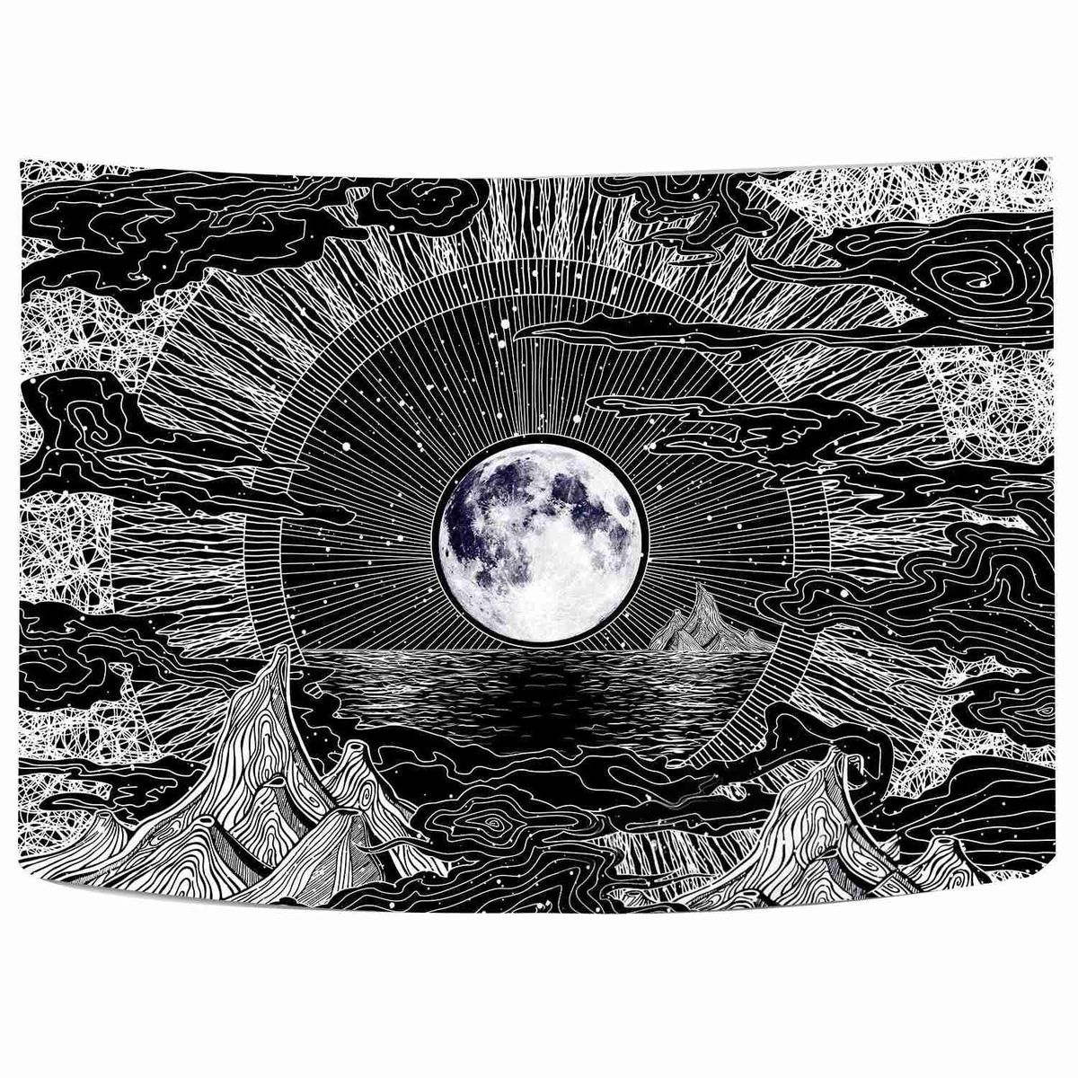 Moon and Star Tapestry Clouds Tapestries Tapestry 78.7 x