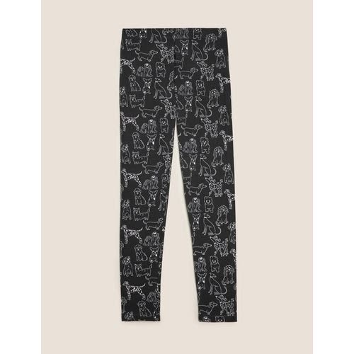 Girl's Cotton Rich Dog Print Leggings