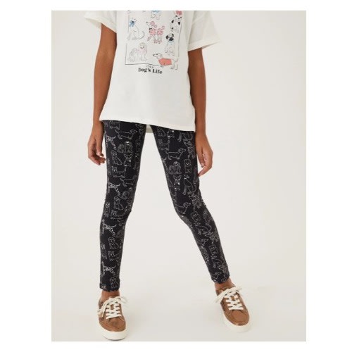 Girl's Cotton Rich Dog Print Leggings