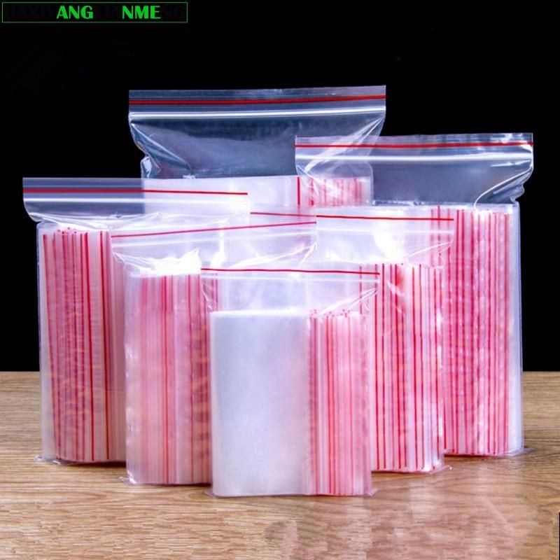 100pcs High Clear Small Plastic Gifts Jewelry Zip-lock Bag Reclosable Nail Powder Hardware Bracelets Beads Spice Trial Pouches-