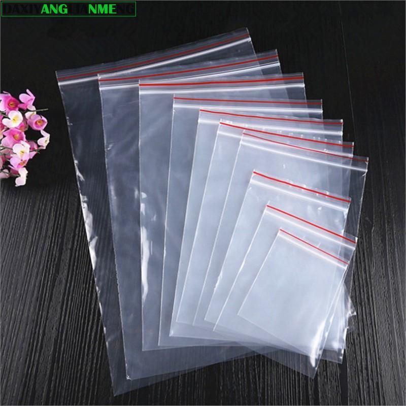 100pcs High Clear Small Plastic Gifts Jewelry Zip-lock Bag Reclosable Nail Powder Hardware Bracelets Beads Spice Trial Pouches-