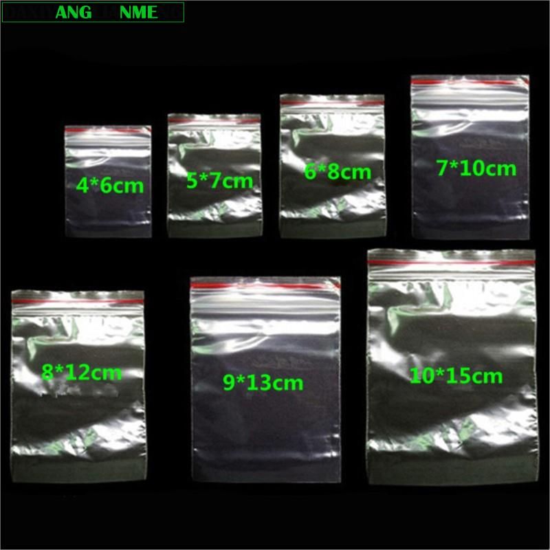 100pcs High Clear Small Plastic Gifts Jewelry Zip-lock Bag Reclosable Nail Powder Hardware Bracelets Beads Spice Trial Pouches-