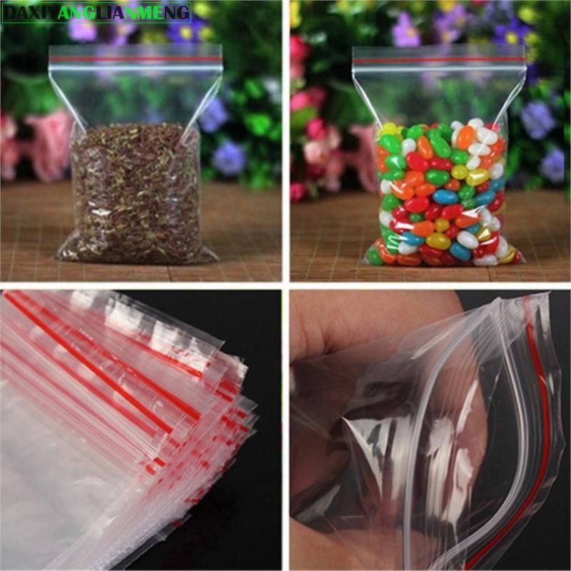 100pcs High Clear Small Plastic Gifts Jewelry Zip-lock Bag Reclosable Nail Powder Hardware Bracelets Beads Spice Trial Pouches-