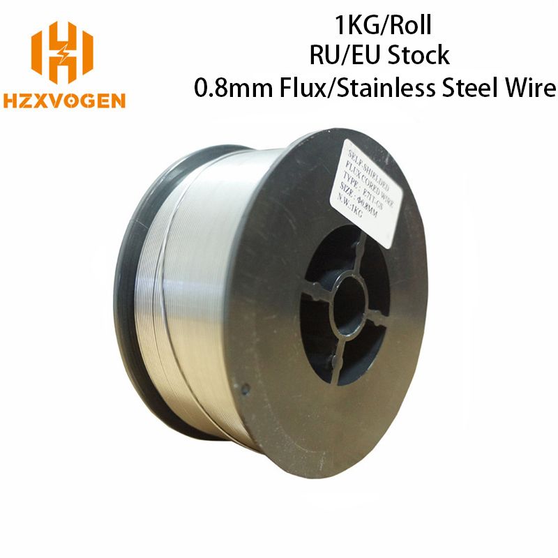 HZXVOGEN Mig Wire Gas Stainless Steel Wire Gasless E71T-GS Flux Core Wire 0.8mm 1.0mm 1 Roll Mig Welding Accessories