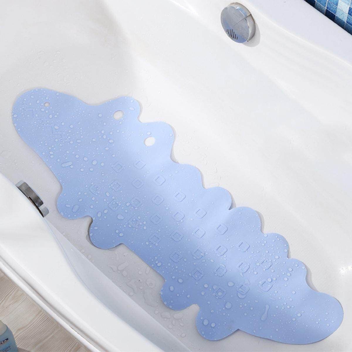 [95x34.5cm] Bathroom Non-Slip Long Bath Shower Tub Mat Pad Strong Suction Grip Design Safe(Blue, Yellow, Pink, Green) Blue