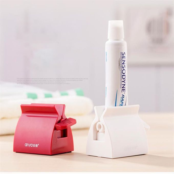 Multifun Tional Bathroom Plasti  Squeezing Dispenser Rolling Tube  R-white