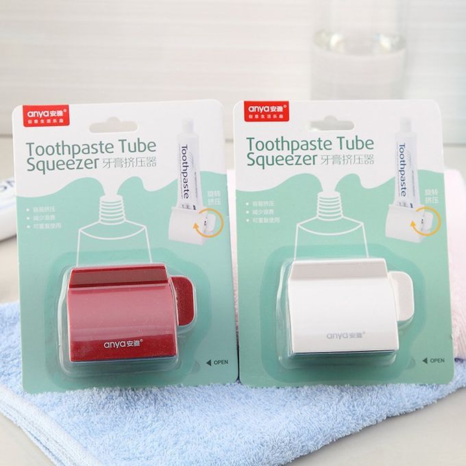 Multifun Tional Bathroom Plasti  Squeezing Dispenser Rolling Tube  R-white
