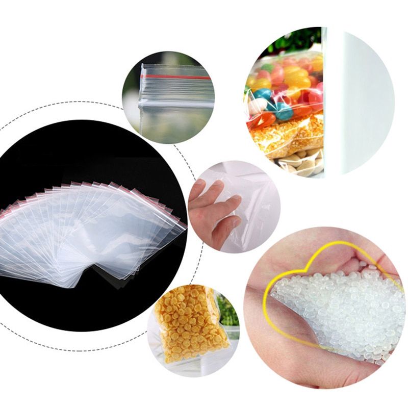 100pcs Zip Lock Ziplock Bags Clear Food Storage Package Small Jewelry Packing Reclosable Vacuum Storage Bag Fresh Bag 0.05mm-10x15cm-100Pcs
