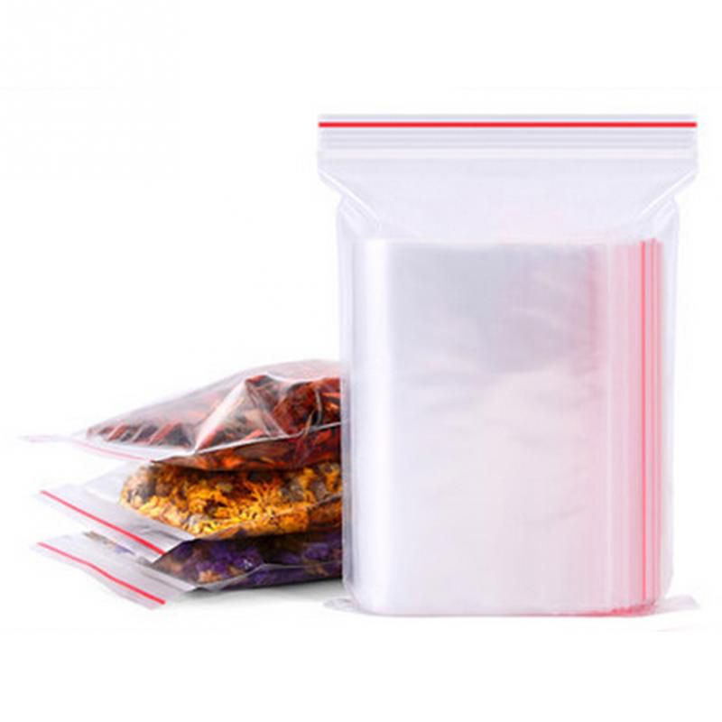 100pcs Zip Lock Ziplock Bags Clear Food Storage Package Small Jewelry Packing Reclosable Vacuum Storage Bag Fresh Bag 0.05mm-10x15cm-100Pcs