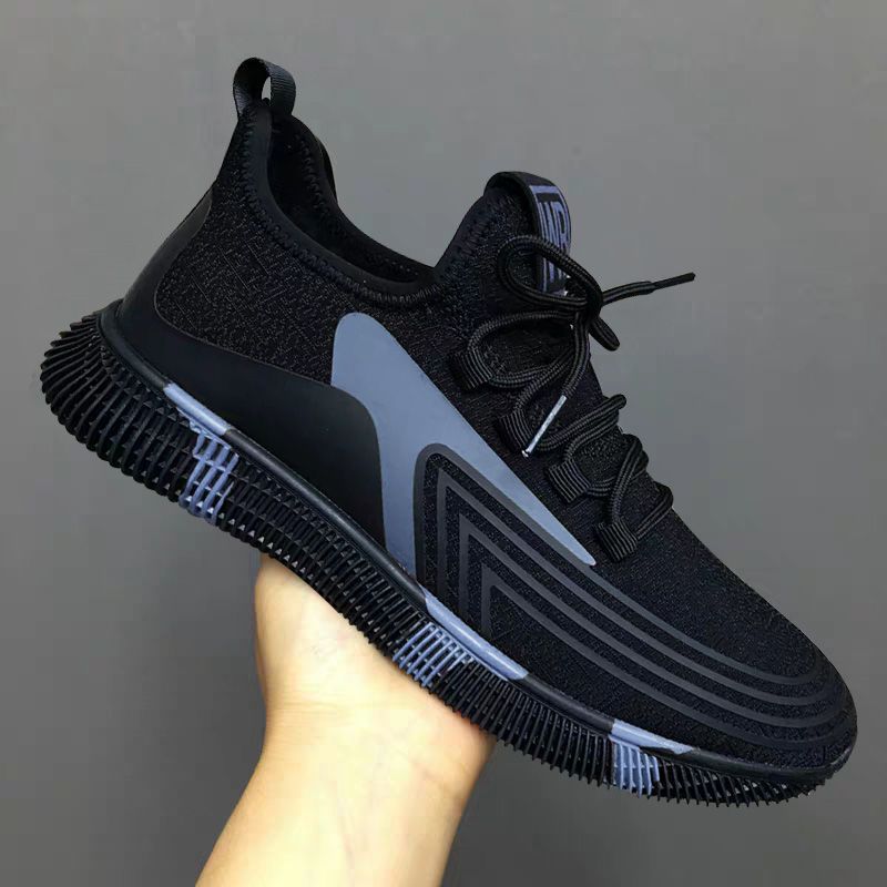 Lightweight Shoes - Casual Athletic Sneakers - Black Canvas