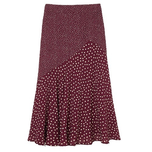 Ellie Spot Midi Skirt - Burgundy