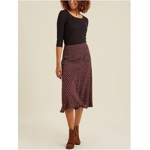 Ellie Spot Midi Skirt - Burgundy