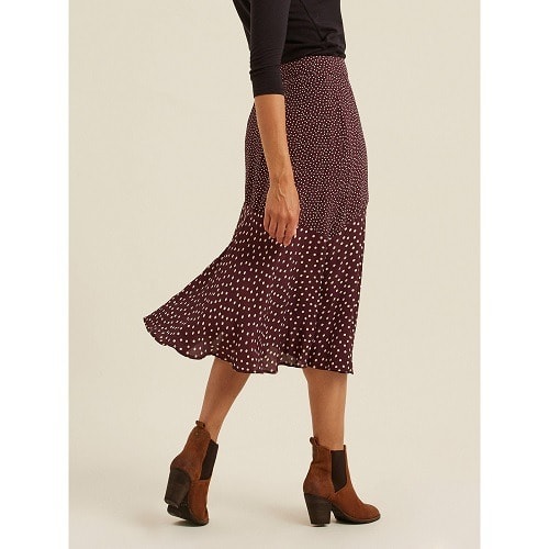 Ellie Spot Midi Skirt - Burgundy