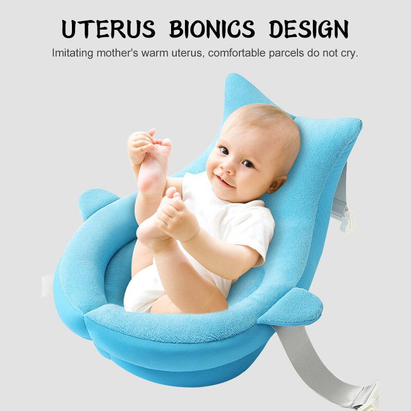 Baby Shower Mat Bed Bath Net Newborn Bath Cushion Non-slip Sponge Shower Seat Blue