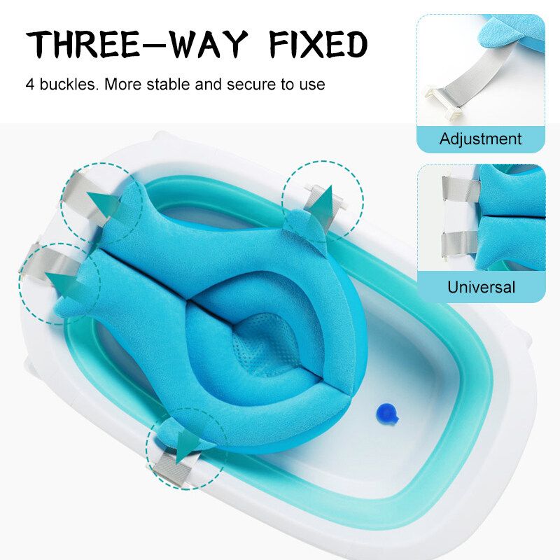 Baby Shower Mat Bed Bath Net Newborn Bath Cushion Non-slip Sponge Shower Seat Blue