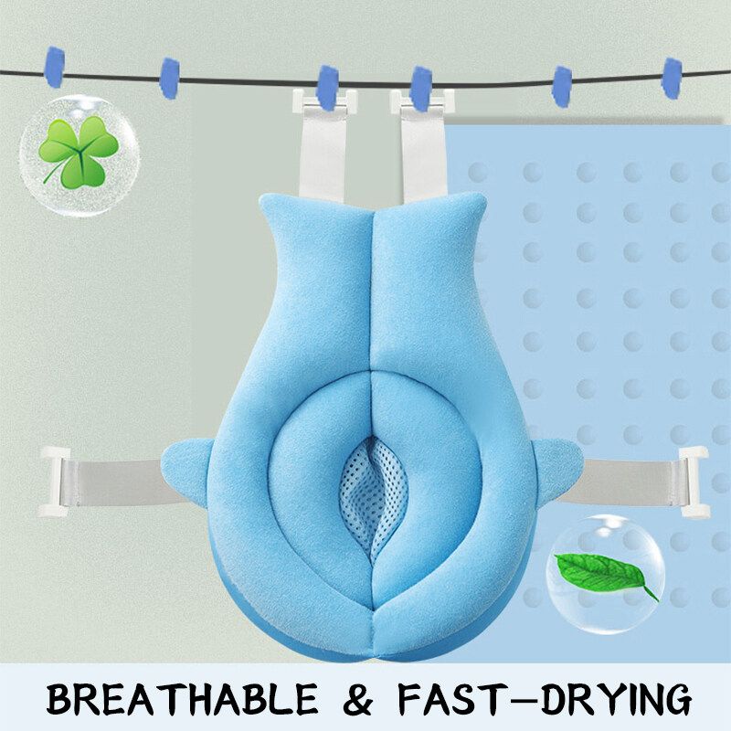 Baby Shower Mat Bed Bath Net Newborn Bath Cushion Non-slip Sponge Shower Seat Blue