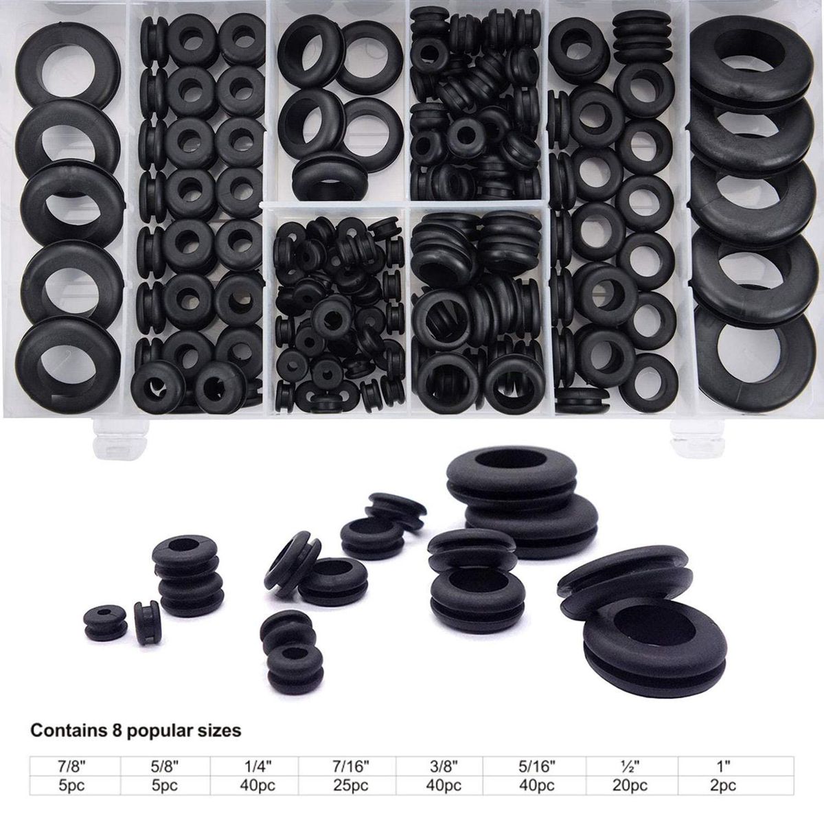 180Pcs Rubber Grommets Sealing Rings Assortment of Rubber Washers for Wires Plugs Cables