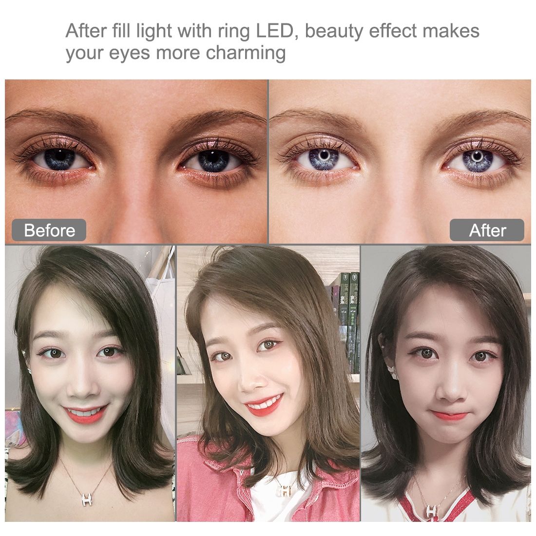 PULUZ 7.9 Inch 20cm USB 3 Modes Dimmable Dual Color Temperature LED Curved Light Ring Vlogging Selfie Photography Video Lights With Phone Clamp (Black)