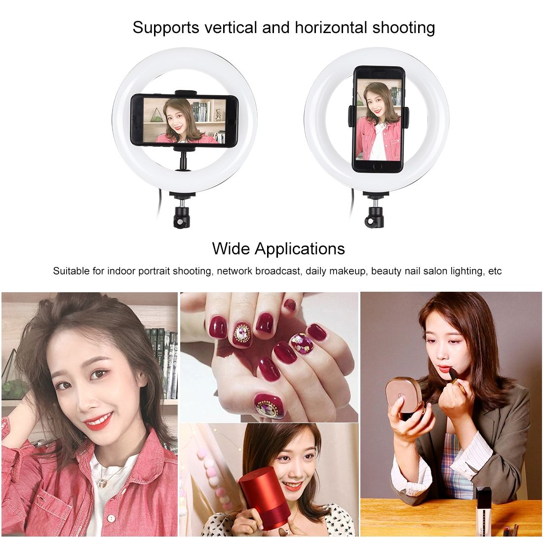PULUZ 7.9 Inch 20cm USB 3 Modes Dimmable Dual Color Temperature LED Curved Light Ring Vlogging Selfie Photography Video Lights With Phone Clamp (Black)