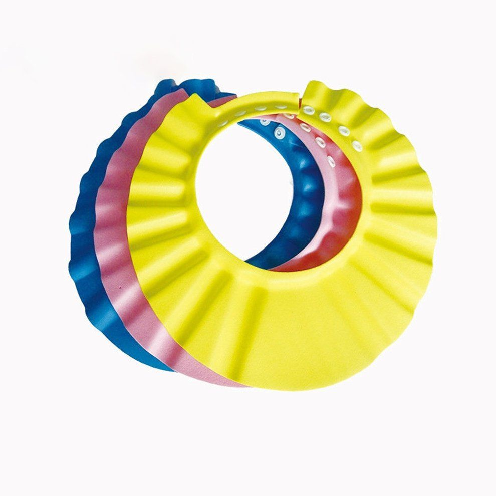 Baby Bathing Shower Cap Hat Wash Hair Shield Adjustable Elastic Shampoo Cap-yellow