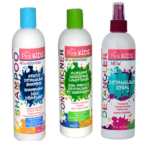 PINK KIDS Shampoo+Nourishing Conditioner+ Detangler, 3 Set