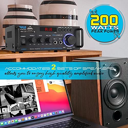 Pyle Wireless Bluetooth Stereo Power Amplifier  200W Dual Ch