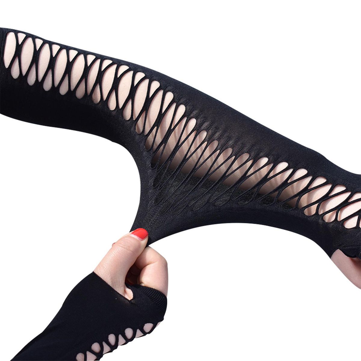 Fishnet Women Long Fingerless  Hollow Gothic For Girls Evening