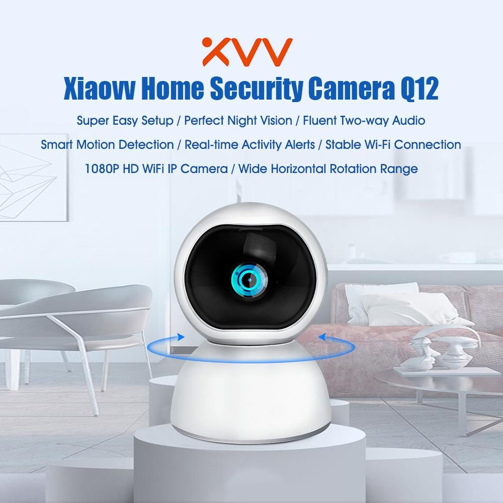 Global Version Xiaovv Home Security Camera MVT3820S-Q12 IP Camera 1080P Indoor Security Wi-Fi Camera Dome Surveillance System w/Night Vision Motion Detection 2-Way Audio Cloud Storage TF Card for Surveillance Home Baby Busine