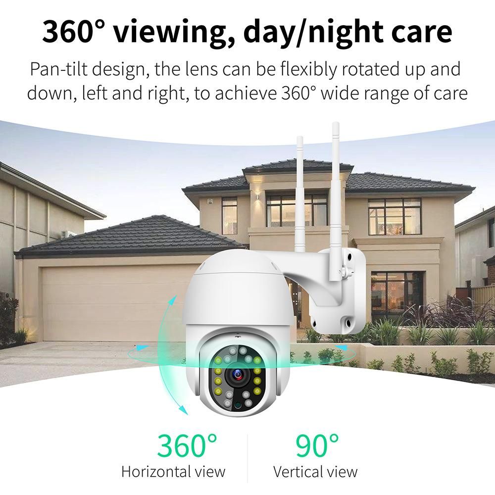 Pan Tilt Outdoor Security Camera 1080P Security Camera Outdoor 2MP WiFi Home Surveillance Camera CCTV Camera with Color Night Vision, 2-Way Audio, Motion Detection, Remote Access, IP66 Weatherproof
