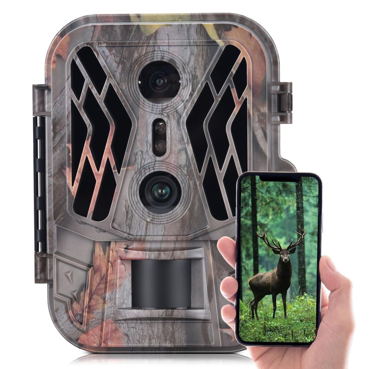 Dual Lens Trail Camera 36MP 4K Motion Activated Wildlife Hunting Camera No Glow Night Vision Wildlife Scouting Camera Farm Security Camera