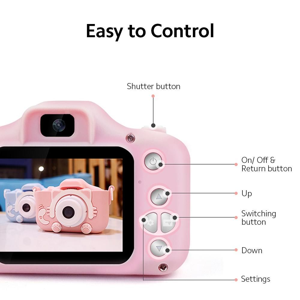 20MP Kids' Selfie Camera with TF Card Slot 2in IPS Auto Focus Digital Camera Built-in Funny Frames Support 1080P Video, Blue