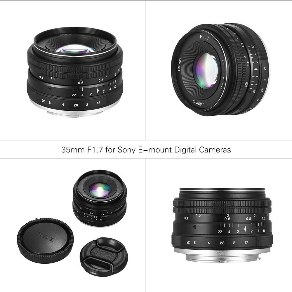35mm F1.7 Large Aperture Manual Prime Fixed Lens for Sony E-Mount Digital Mirrorless Cameras NEX 3 NEX 3N NEX 5 NEX 5T NEX 5R NEX 6 7 A5000 A5100 A6000 A6100 A6300 A6500