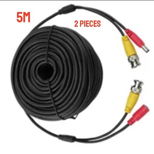 2 Pieces 5M CCTV Audio Cable BNC+DC Plug Power Cable Connector