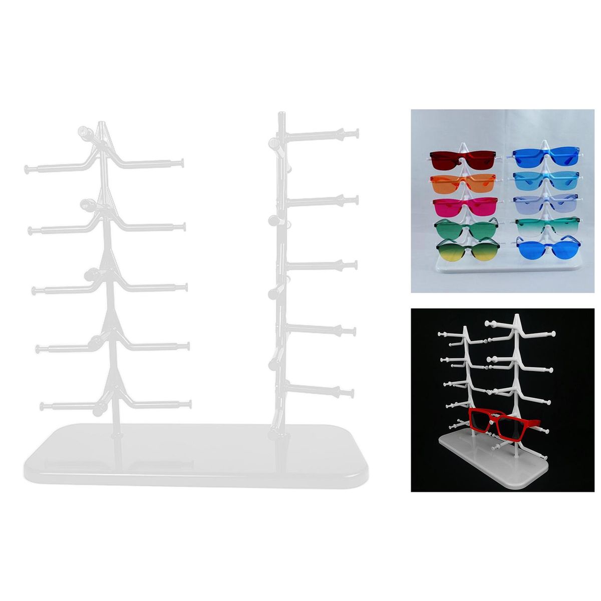 Sunglasses Rack Shelf Eyewear Eyeglasses Glasses Display Stand 5 White