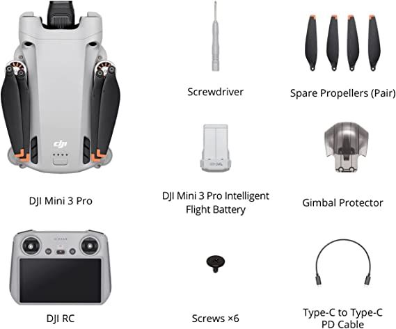 Mini 3 Pro (DJI RC) & Fly More Kit Plus - Lightweight And Foldable Camera Drone With 4K/60fps Video, 47-min Flight Time, Tri-Directional Obstacle Sensing, Ideal For Aerial Photography
