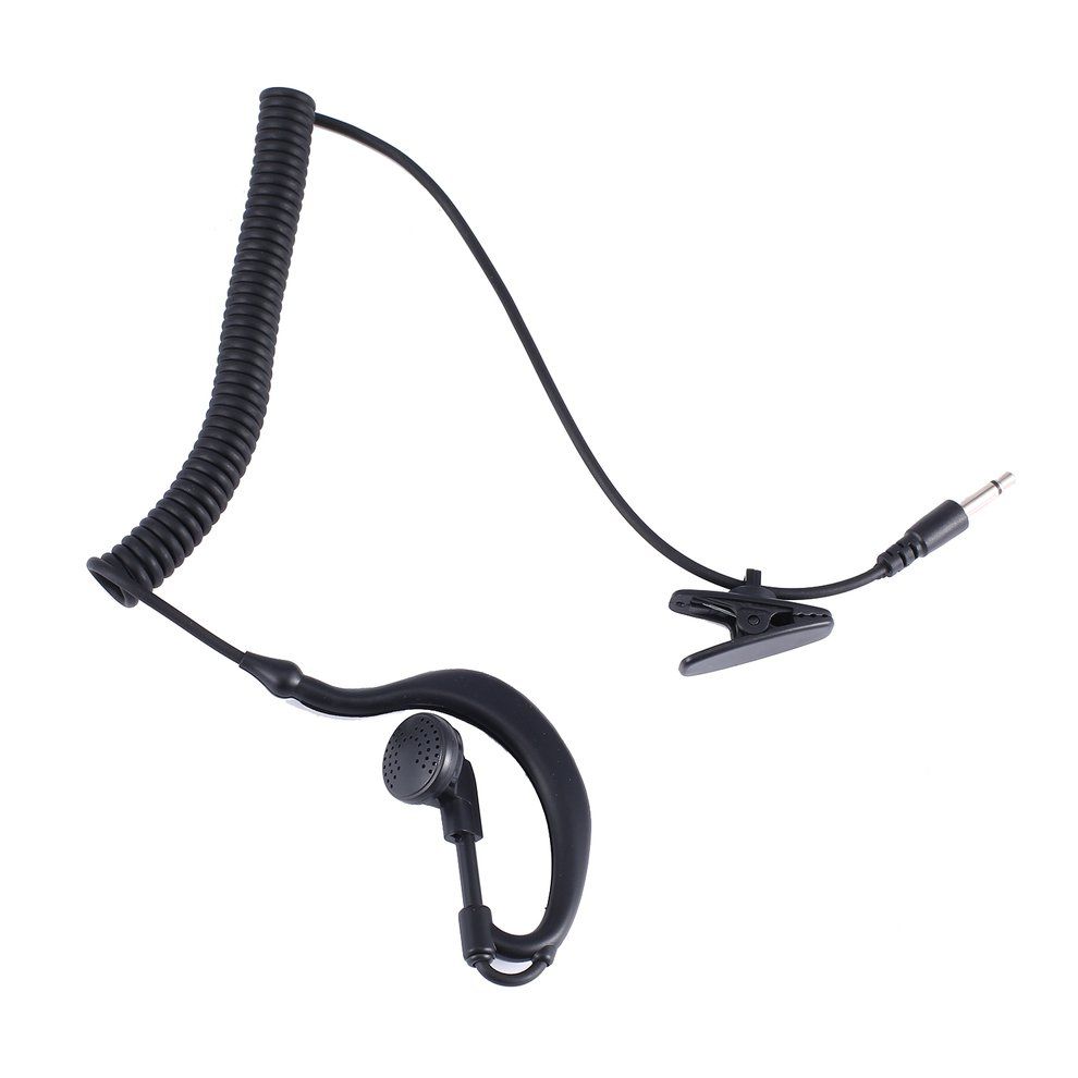 3.5 Mm Single Earpiece Ear-hook Earphone With Spiral Cable Walkie Talkie