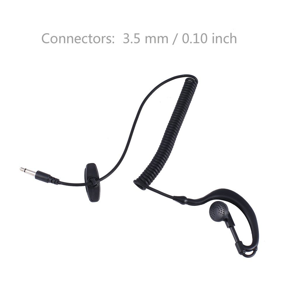 3.5 Mm Single Earpiece Ear-hook Earphone With Spiral Cable Walkie Talkie