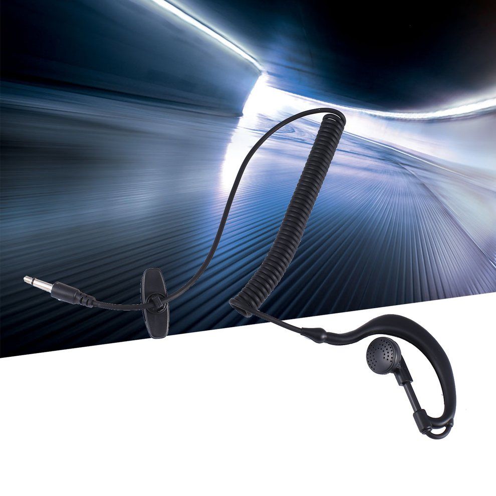 3.5 Mm Single Earpiece Ear-hook Earphone With Spiral Cable Walkie Talkie