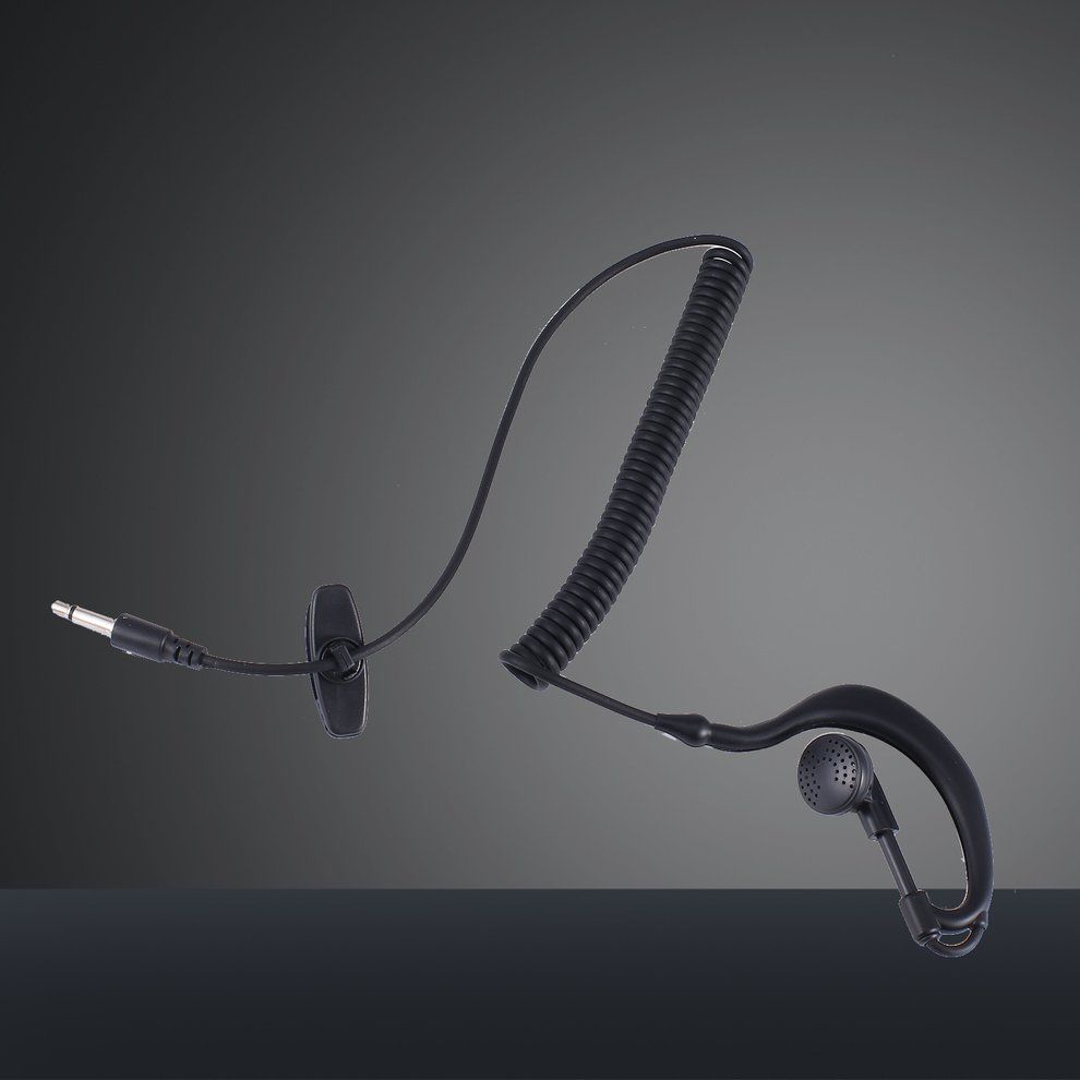 3.5 Mm Single Earpiece Ear-hook Earphone With Spiral Cable Walkie Talkie