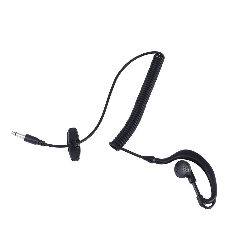 3.5 Mm Single Earpiece Ear-hook Earphone With Spiral Cable Walkie Talkie