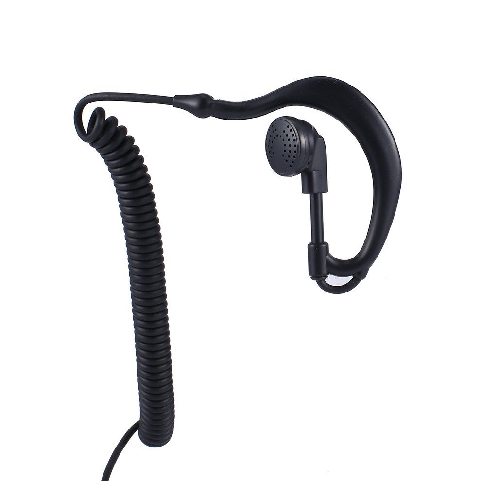 3.5 Mm Single Earpiece Ear-hook Earphone With Spiral Cable Walkie Talkie