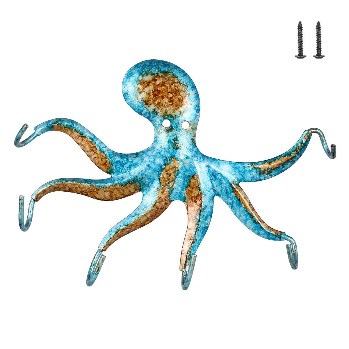 Tomfeel Octopus Wall Hook Iron Animal Hanger Handicrafts 6 Hooks for Coats Bags Accessories Hanger Wall Decoration Blue
