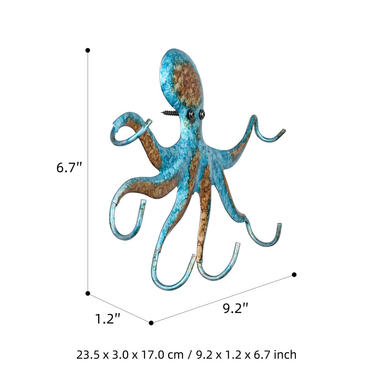 Tomfeel Octopus Wall Hook Iron Animal Hanger Handicrafts 6 Hooks for Coats Bags Accessories Hanger Wall Decoration Blue