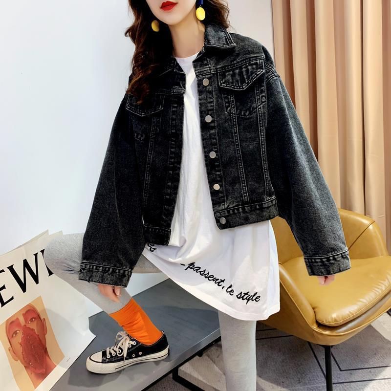 Short Batwing Sleeve Denim Jacket for Women 2020 Spring and Autumn New Korean Style Loose Internet Hot Fashion Coat Top for Women