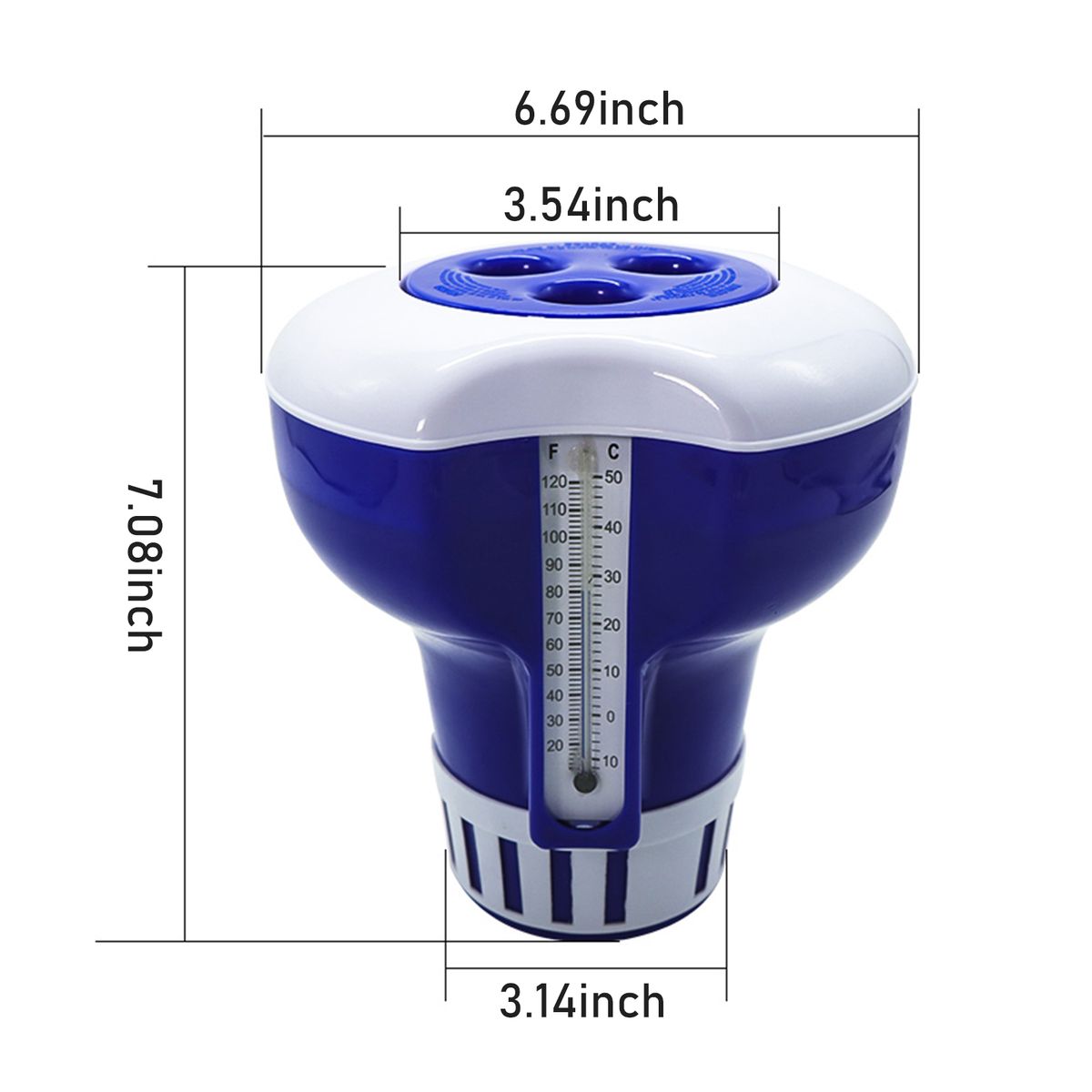 7 Inch Pool Chemical Dispenser With Thermometer Floating
