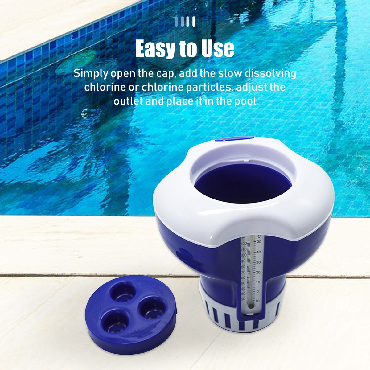 7 Inch Pool Chemical Dispenser With Thermometer Floating