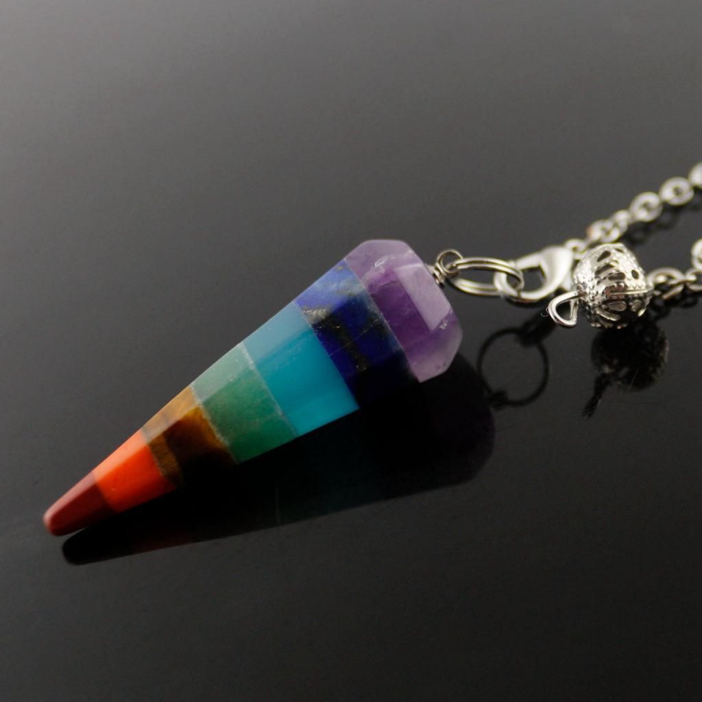 Reiki Energy Crystal Point Dowsing Rod With 7 Chakras