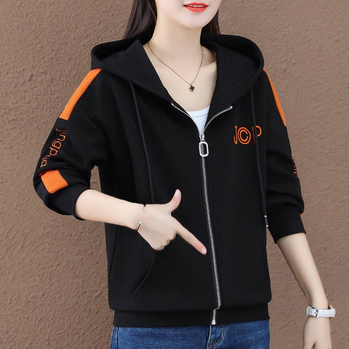 Large Size Women's Clothing Autumn and Winter 2022 New Cardigan Sweater Women's Loose Leisure Slimming Long Sleeve Hooded Jacket Tide