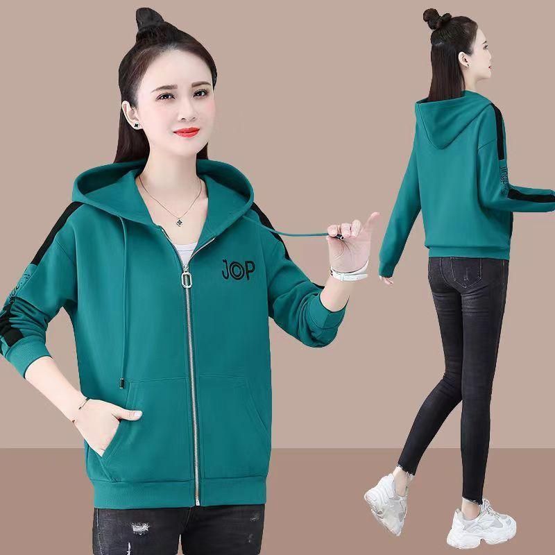 Large Size Women's Clothing Autumn and Winter 2022 New Cardigan Sweater Women's Loose Leisure Slimming Long Sleeve Hooded Jacket Tide